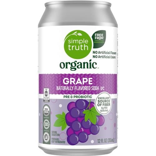 Boisson gazeuse au raisin biologique Simple Truth, canette de 355 ml