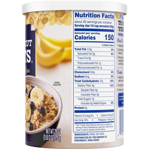 Avoine coupée en acier 100 % grains entiers Kroger 28 oz