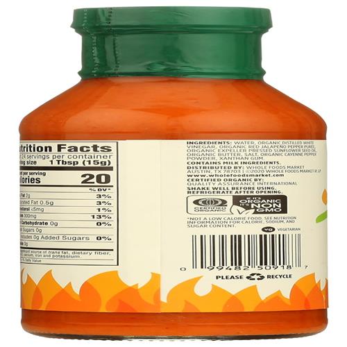 Sauce Ailes de Poulet Buffalo Biologique Whole Foods Market, 12,5 oz