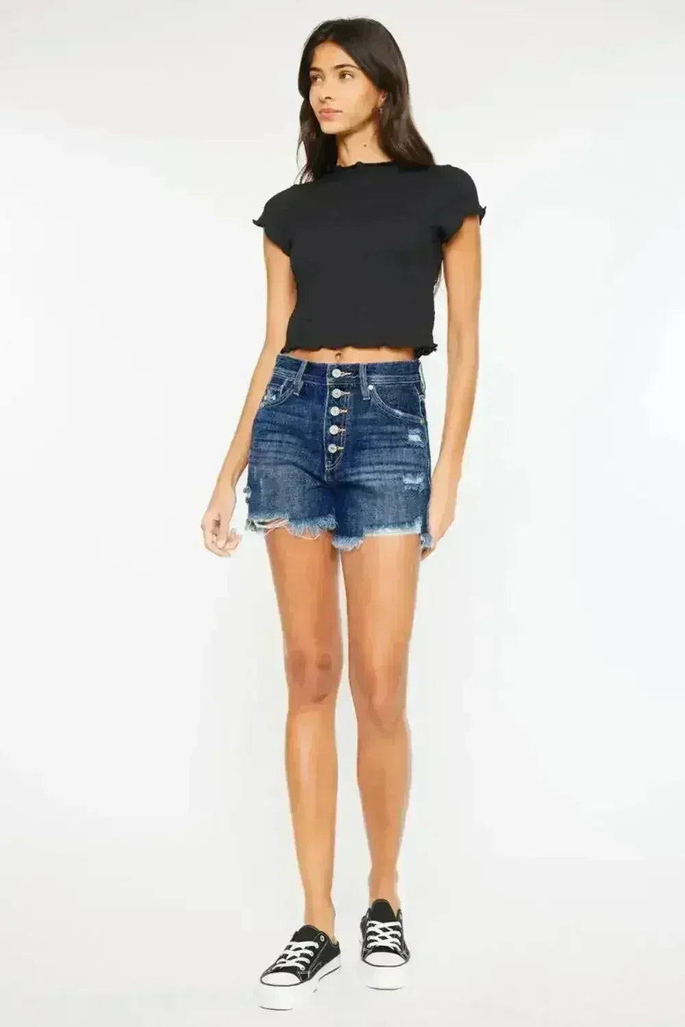 Short en jean à ourlet brut et braguette boutonnée Kancan