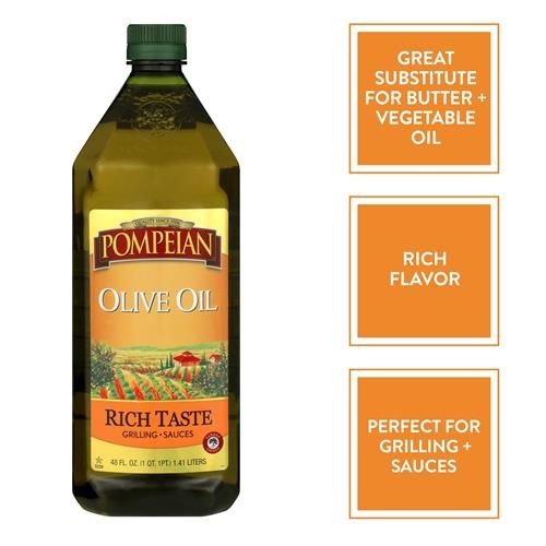 Huile d'olive Pompeian Saveur riche, Goût intense, Idéale pour les grillades et les sauces, Naturellement sans gluten, Non allergène, Sans OGM, 1,42 L