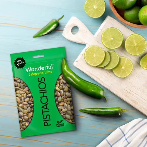 Pistaches Wonderful sans coquille, saveur Jalapeño Citron vert, sachet refermable de 312 g, noix épicées, collations protéinées, produits de base sans gluten, collations saines
