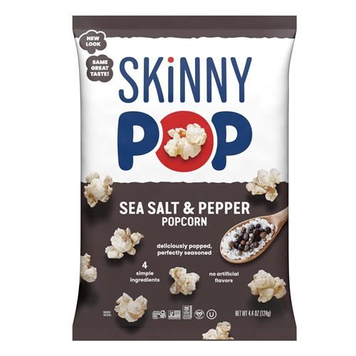 Skinnypop Pop-corn Sel de mer et Poivre, Sans gluten, Sans OGM, Snacks pop-corn sains, Skinny Pop, Sac format épicerie de 125g