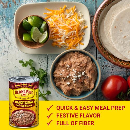 Haricots frits en conserve Old El Paso, traditionnels, 1 boîte, 453 g