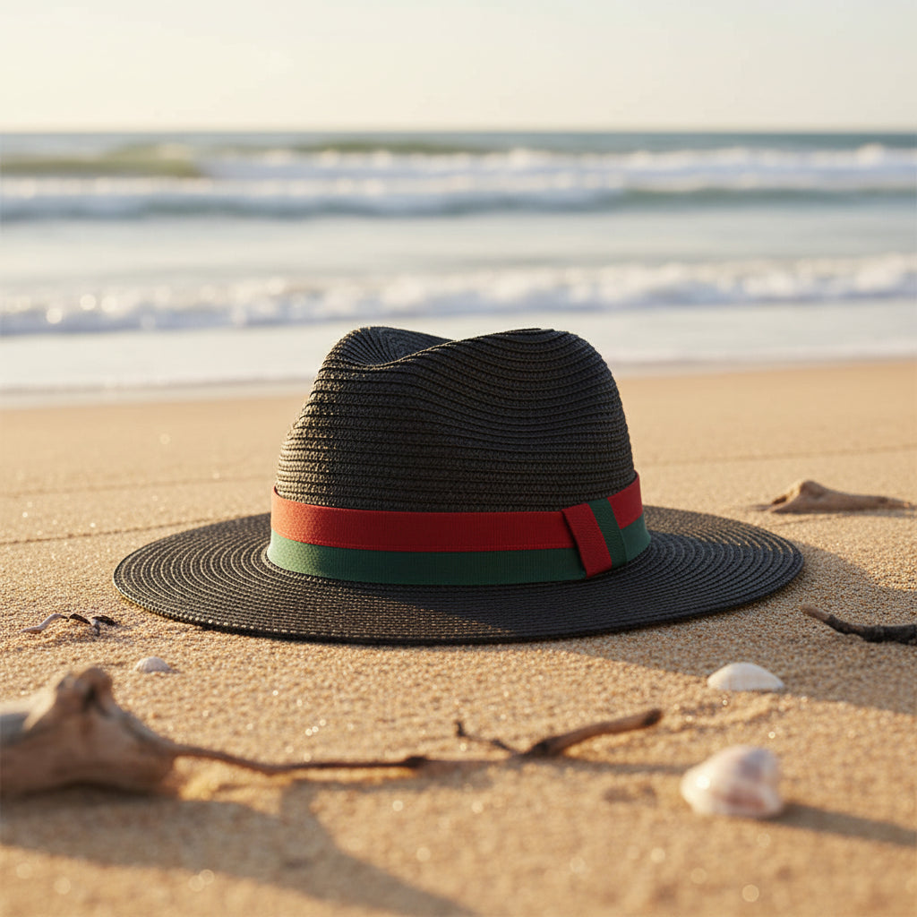 Chapeau de soleil en paille uni – Mixte plage et extérieur à large bord