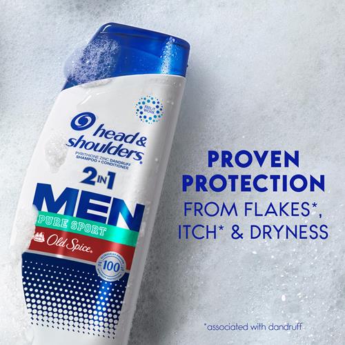 Head and Shoulders Homme Shampoing et Revitalisant antipelliculaire 2 en 1, Old Spice Pure Sport, 587 g