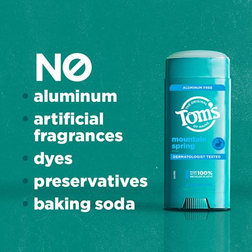 Tom’S Of Maine Désodorisant Naturel Montagne Printemps Pour Hommes Et Femmes, Sans Aluminium, 92 g