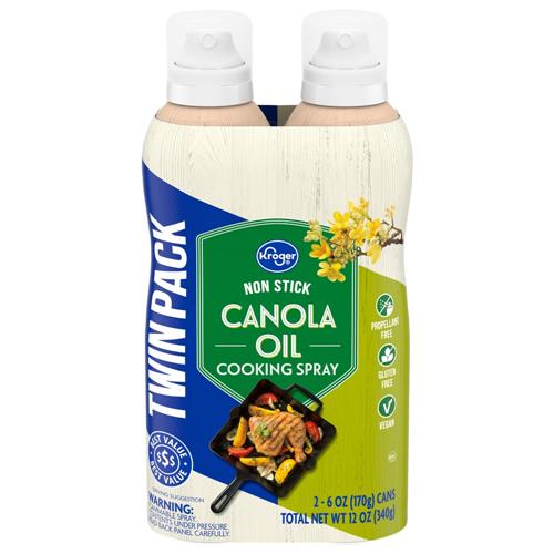 Kroger Huile de canola antiadhésive en vaporisateur, lot de 2, 170 g (6 oz)