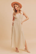 Robe longue sans manches à col rond et fentes latérales pour femme – Fluide, polyvalente et confortable avec des fentes latérales pour un style décontracté et aéré