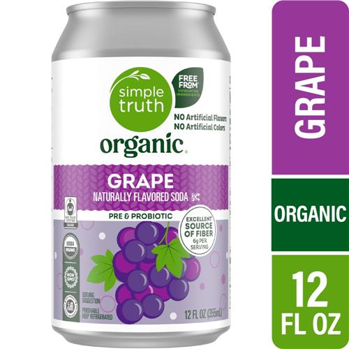 Boisson gazeuse au raisin biologique Simple Truth, canette de 355 ml