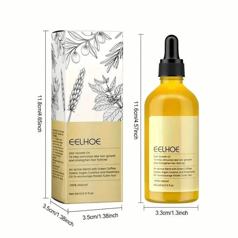 Huile de croissance capillaire et traitement du cuir chevelu à base d'extraits de plantes pour cheveux secs et abîmés