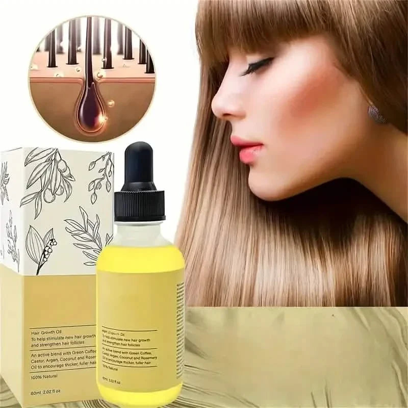 Huile de croissance capillaire et traitement du cuir chevelu à base d'extraits de plantes pour cheveux secs et abîmés