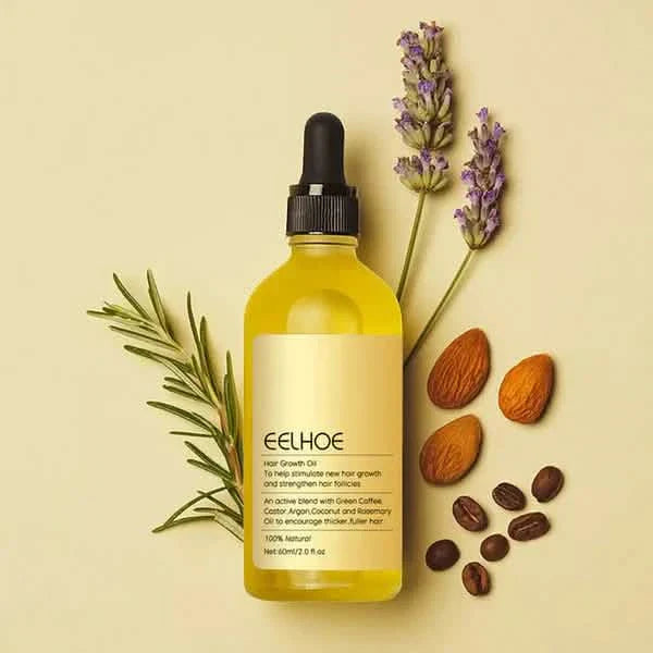 Huile de croissance capillaire et traitement du cuir chevelu à base d'extraits de plantes pour cheveux secs et abîmés