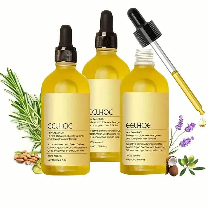 Huile de croissance capillaire et traitement du cuir chevelu à base d'extraits de plantes pour cheveux secs et abîmés