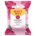 Burts Bees, Lingettes Visage à l'Eau de Rose, Pour Tous Types de Peau, Lingettes Démaquillantes Micellaires Hydratantes & Nettoyantes, 30 Unités (1 Paquet)
