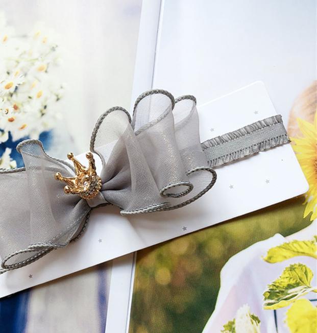 Bandeau Élastique de Luxe pour Bébés Filles, Fait Main, Moderne, avec Perles, Nœud et Couronne en Dentelle