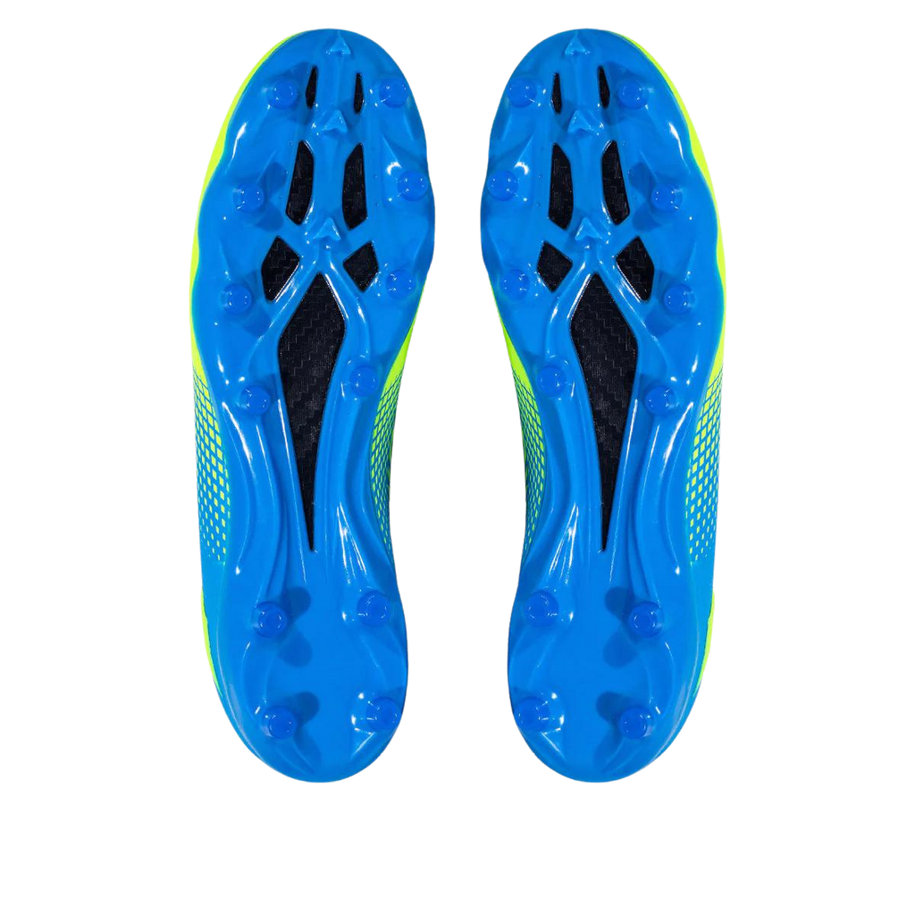 Chaussures de football américain Quantum Energy – Bleu Columbia et Vert Fluo