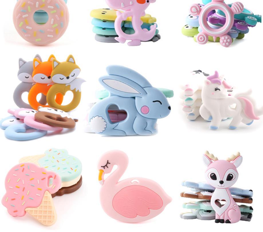 Bébé Anneau de Dentition Silicone Lapin Qualité Alimentaire Anneau de Dentition Lapin Allaitement Accessoires de Dentition Anneau de Dentition Animal en Silicone Pour Enfants et Bébés