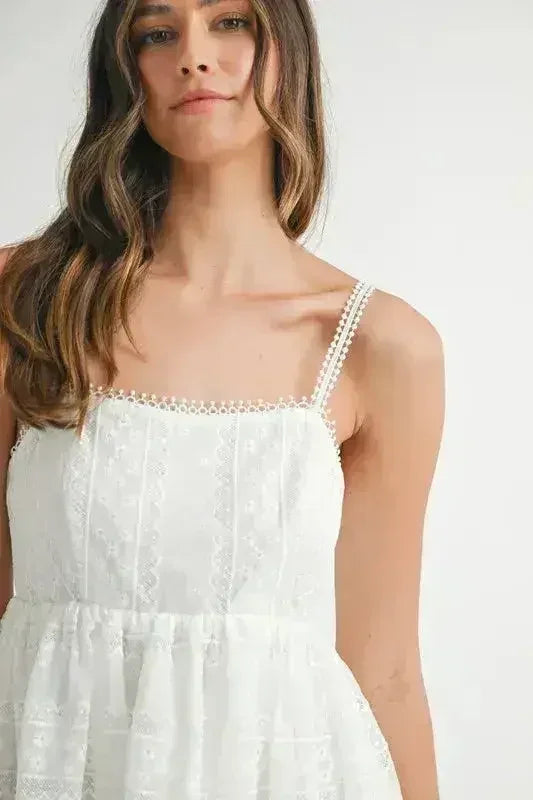 Robe nuisette mini caraco MABLE en dentelle œillet