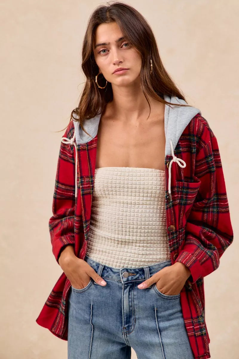 Veste à capuche à carreaux BiBi