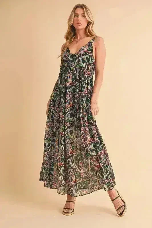 Robe caraco imprimée à volants et encolure en V Aemi + Co