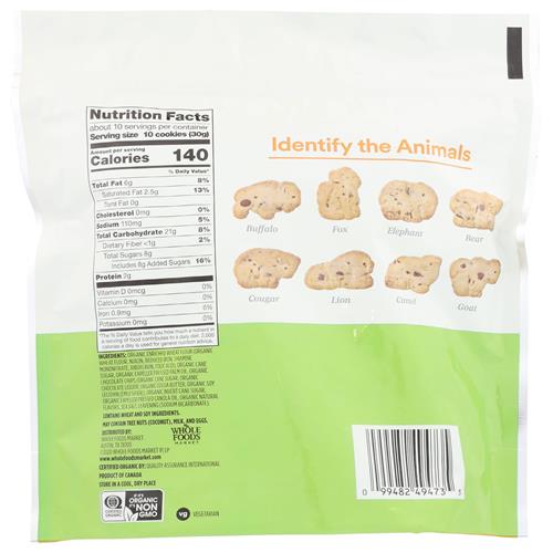 Biscuits animaux aux pépites de chocolat biologiques Whole Foods Market, 312 g