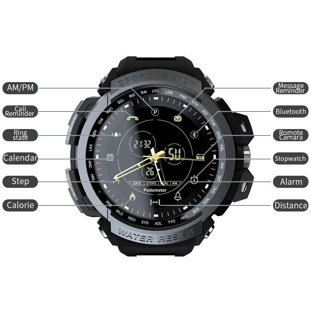 Montre connectée de sport moderne professionnelle étanche 5ATM avec rappel d'appel Bluetooth et affichage numérique pour systèmes iOS et Android