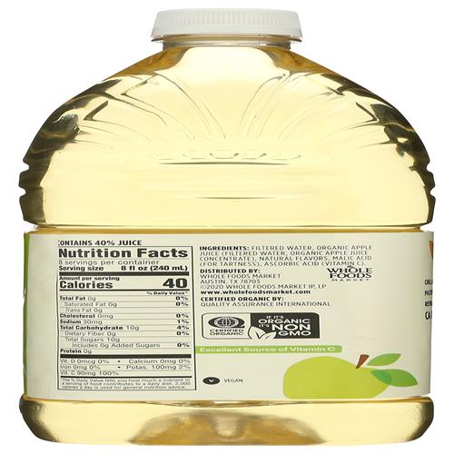 Jus de pomme biologique à teneur réduite en sucre Whole Foods Market, 64 fl oz