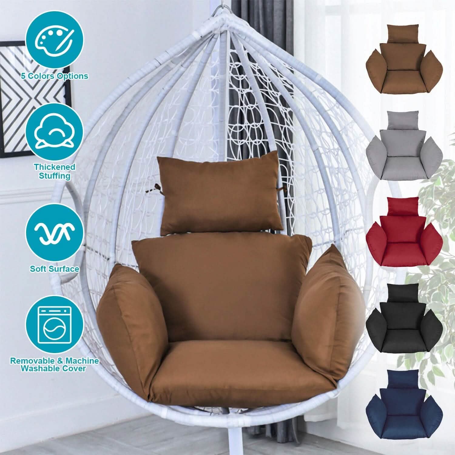 Coussin de siège avec appuie-tête pour panier suspendu Egg Chair