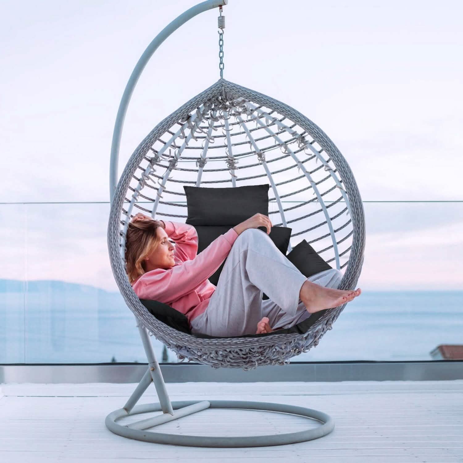 Coussin de siège avec appuie-tête pour panier suspendu Egg Chair