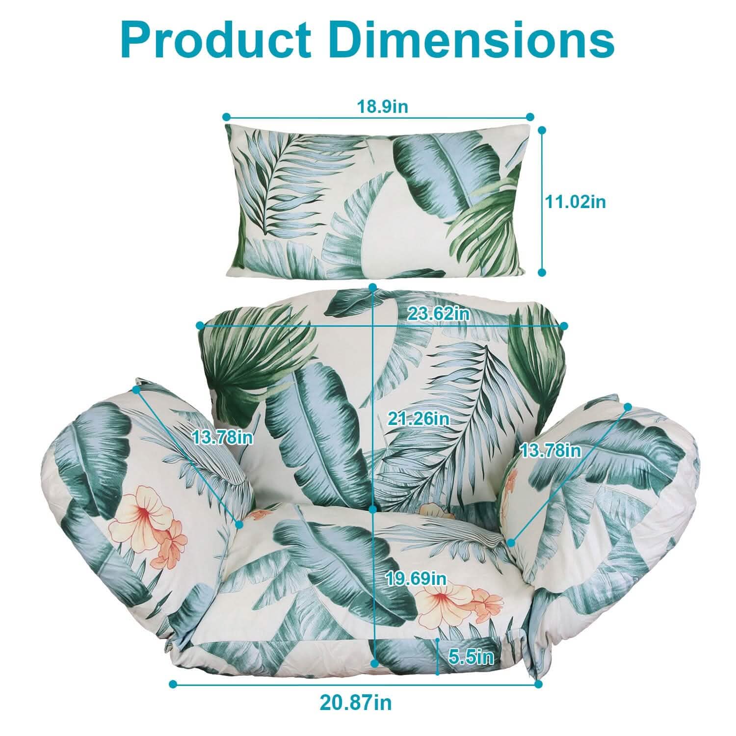 Coussin moelleux pour fauteuil suspendu en forme d'œuf avec appuie-tête