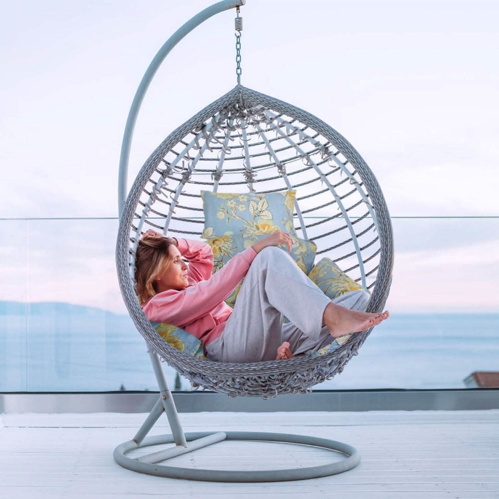 Coussin moelleux pour fauteuil suspendu en forme d'œuf avec appuie-tête
