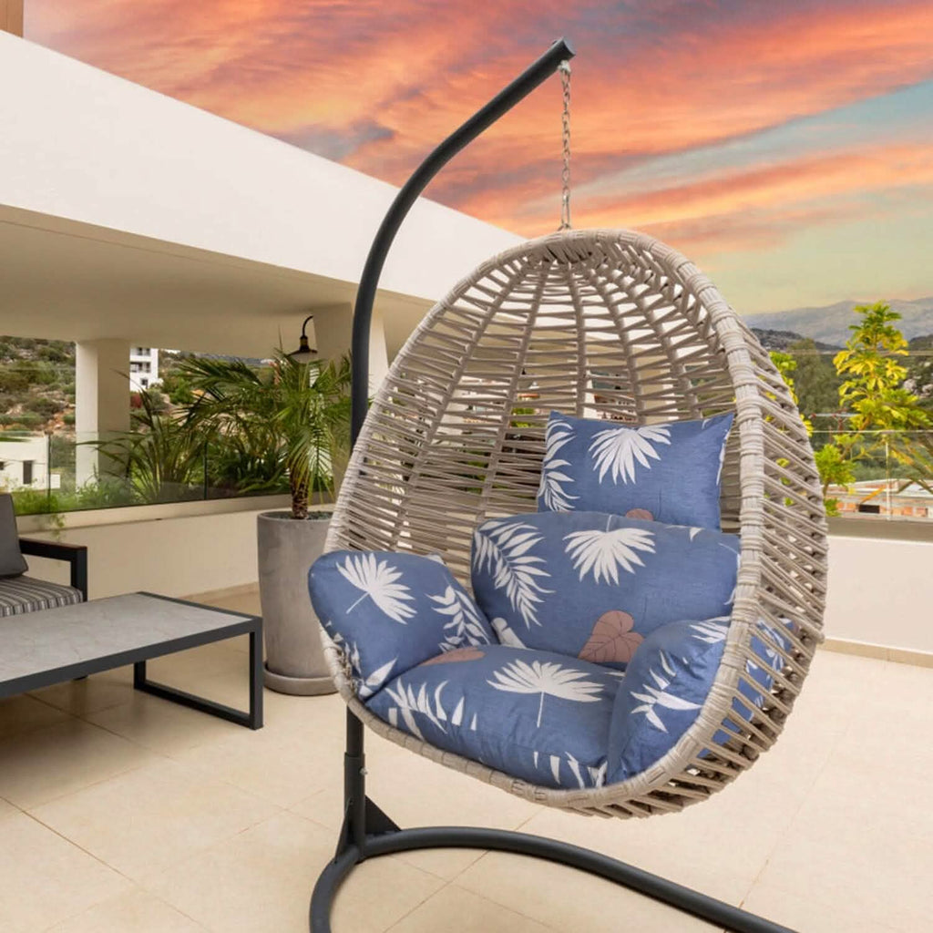 Coussin moelleux pour fauteuil suspendu en forme d'œuf avec appuie-tête