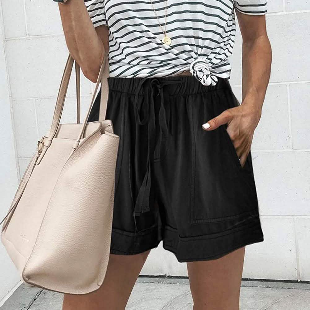 Shorts d'été décontractés Elapsy pour femmes avec cordon de serrage, taille élastique et poches