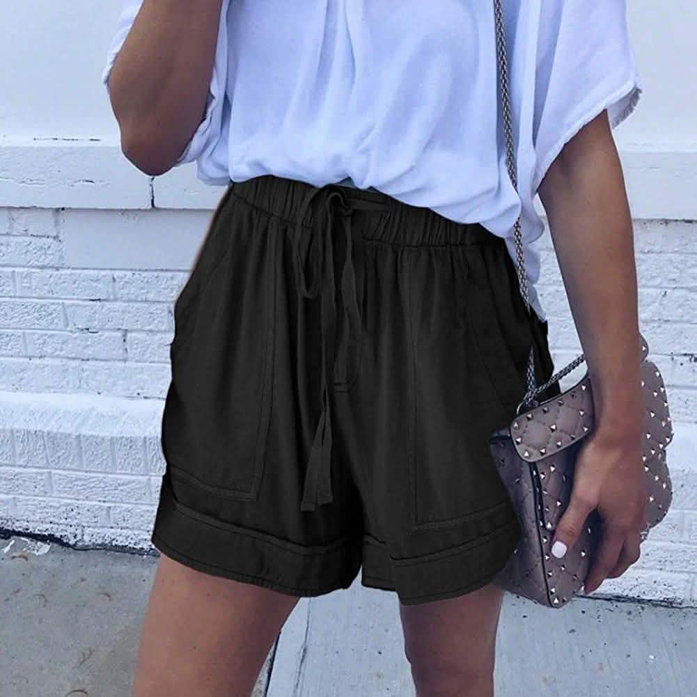 Shorts d'été décontractés Elapsy pour femmes avec cordon de serrage, taille élastique et poches