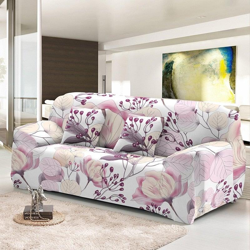 Housse de canapé élastique pour salon, housses extensibles combinées, motifs floraux, housses de canapé d'angle imprimées, housse de canapé 1/2/3/4 places avec housse de coussin séparée, housse de fauteuil extensible, protection de meubles lavable
