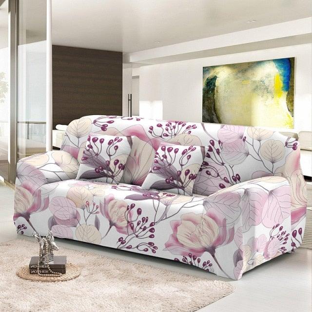 Housse de canapé élastique pour salon, housses extensibles combinées, motifs floraux, housses de canapé d'angle imprimées, housse de canapé 1/2/3/4 places avec housse de coussin séparée, housse de fauteuil extensible, protection de meubles lavable