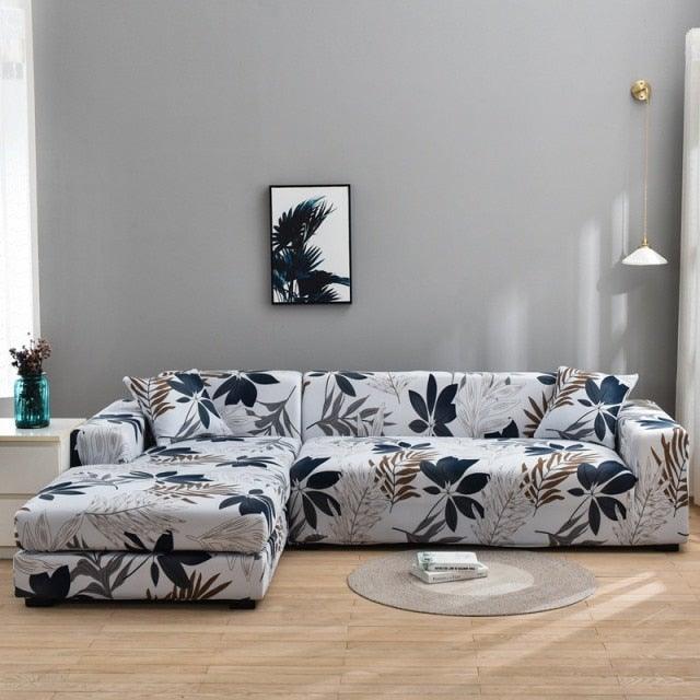 Housses de canapé élastiques pour salon, housses extensibles pour canapé d'angle en forme de L, housses de fauteuil 1/2/3/4 places, housses de protection élastiques élégantes imprimées pour canapé d'angle, protecteur de meubles pour salon