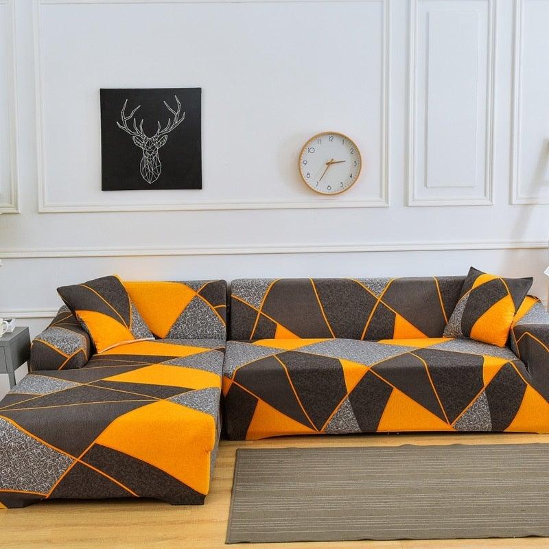 Housses de canapé élastiques pour salon, housses extensibles pour canapé d'angle en forme de L, housses de fauteuil 1/2/3/4 places, housses de protection élastiques élégantes imprimées pour canapé d'angle, protecteur de meubles pour salon