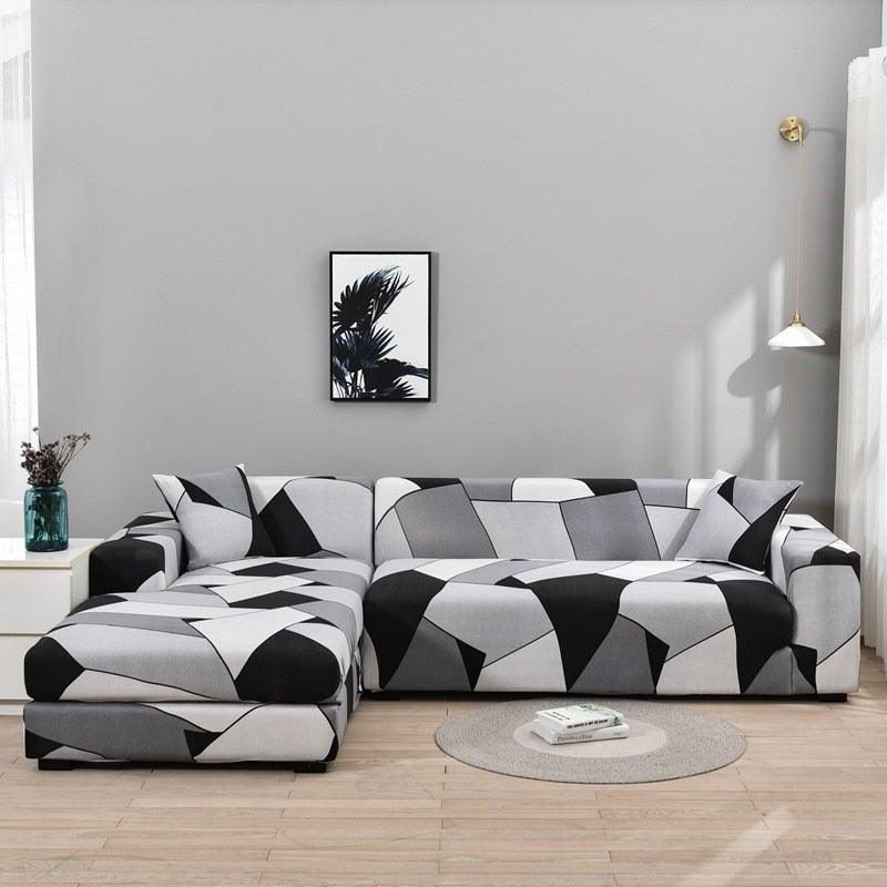 Housses de canapé élastiques pour salon, housses extensibles pour canapé d'angle en forme de L, housses de fauteuil 1/2/3/4 places, housses de protection élastiques élégantes imprimées pour canapé d'angle, protecteur de meubles pour salon