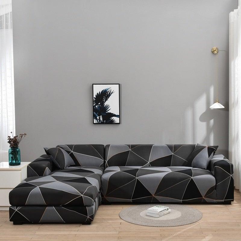 Housses de canapé élastiques pour salon, housses extensibles pour canapé d'angle en forme de L, housses de fauteuil 1/2/3/4 places, housses de protection élastiques élégantes imprimées pour canapé d'angle, protecteur de meubles pour salon