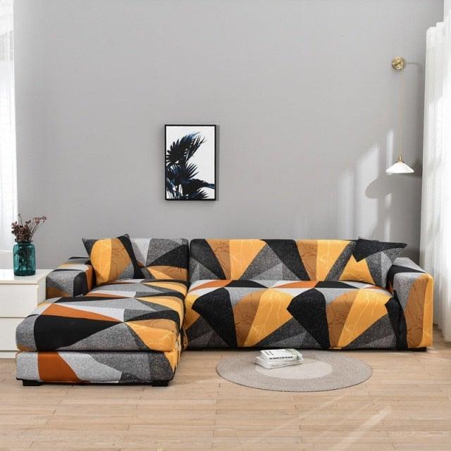 Housses de canapé élastiques pour salon, housses extensibles pour canapé d'angle en forme de L, housses de fauteuil 1/2/3/4 places, housses de protection élastiques élégantes imprimées pour canapé d'angle, protecteur de meubles pour salon