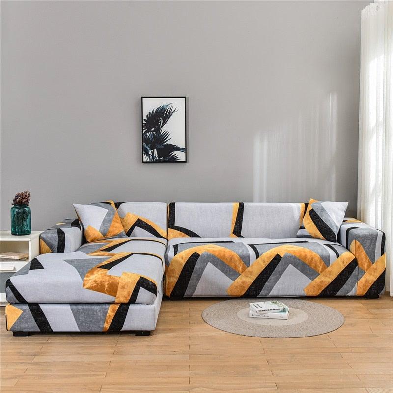 Housses de canapé élastiques pour salon, housses extensibles pour canapé d'angle en forme de L, housses de fauteuil 1/2/3/4 places, housses de protection élastiques élégantes imprimées pour canapé d'angle, protecteur de meubles pour salon