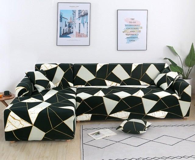 Housses de canapé élastiques pour salon, housses extensibles pour canapé d'angle en forme de L, housses de fauteuil 1/2/3/4 places, housses de protection élastiques élégantes imprimées pour canapé d'angle, protecteur de meubles pour salon