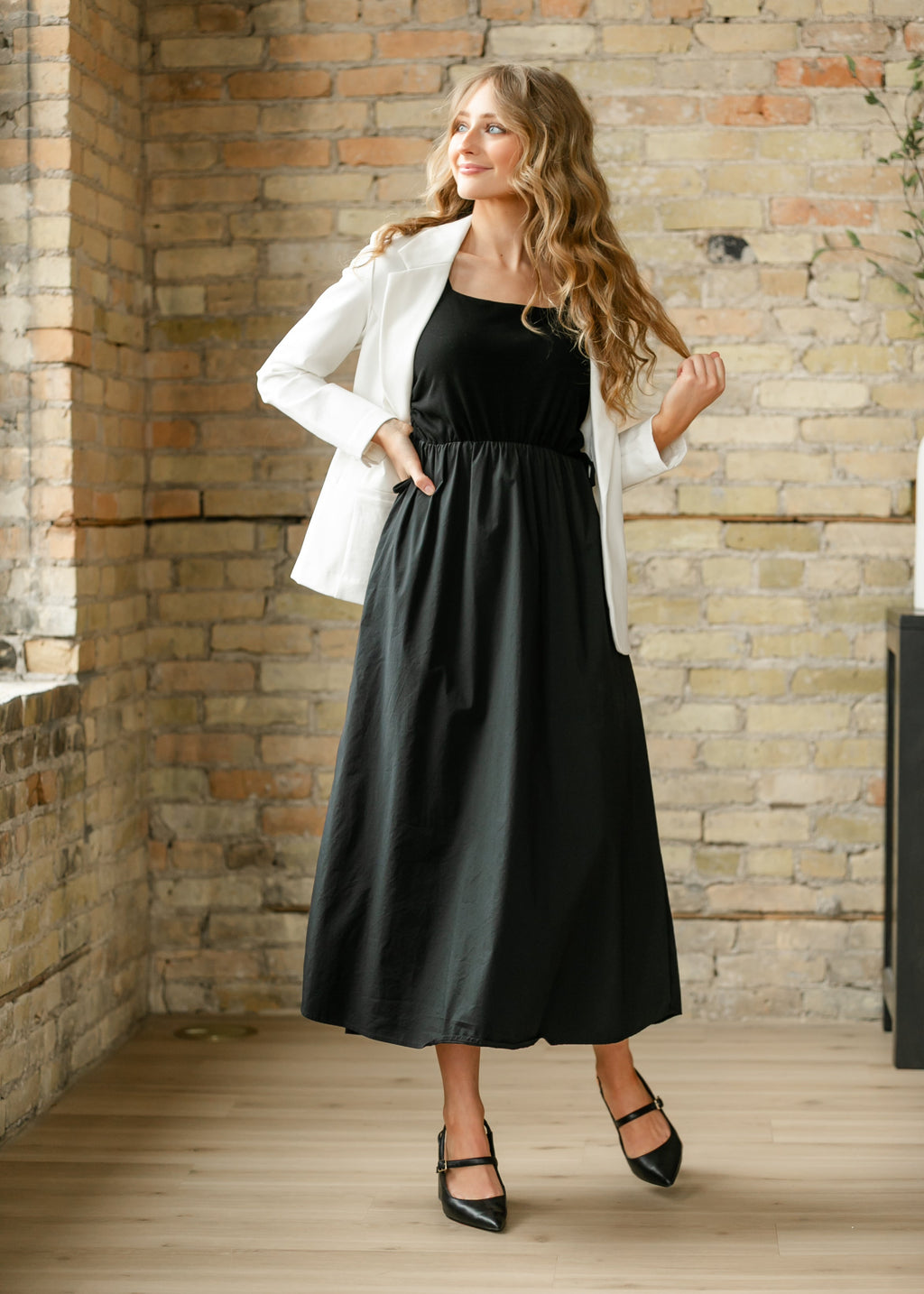 Robe longue évasée Eleanor noire