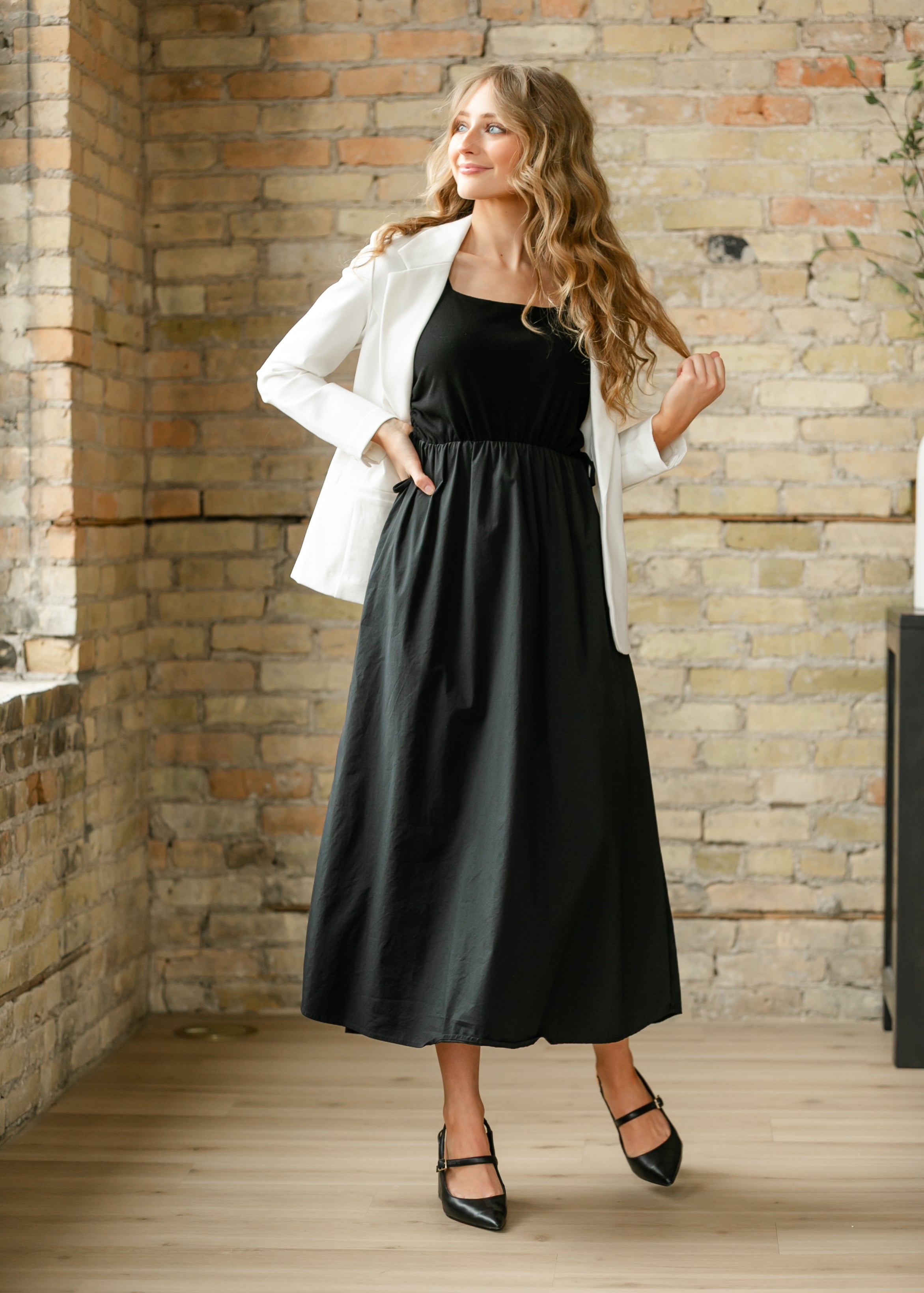 Robe longue évasée Eleanor noire
