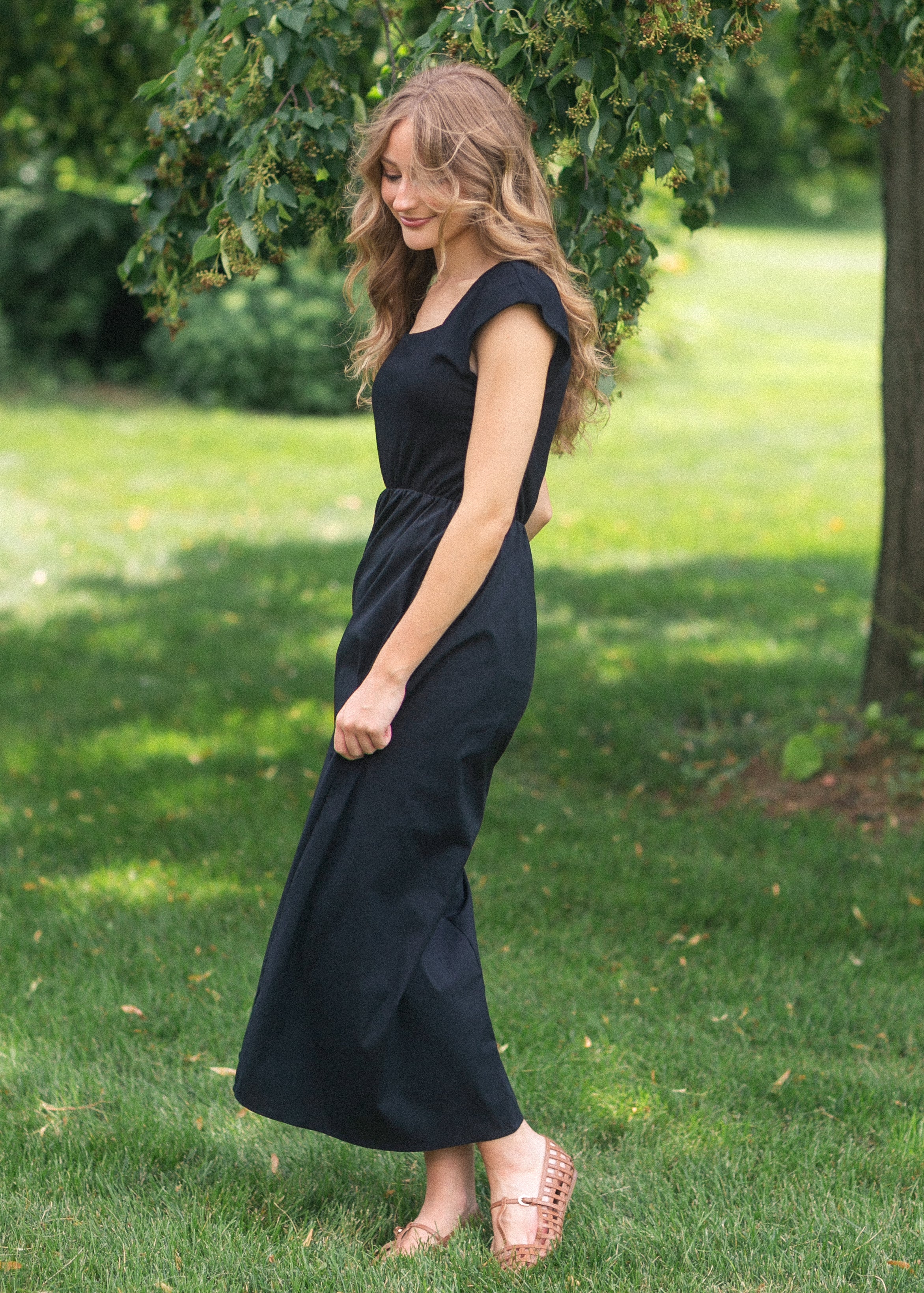 Robe longue évasée Eleanor noire