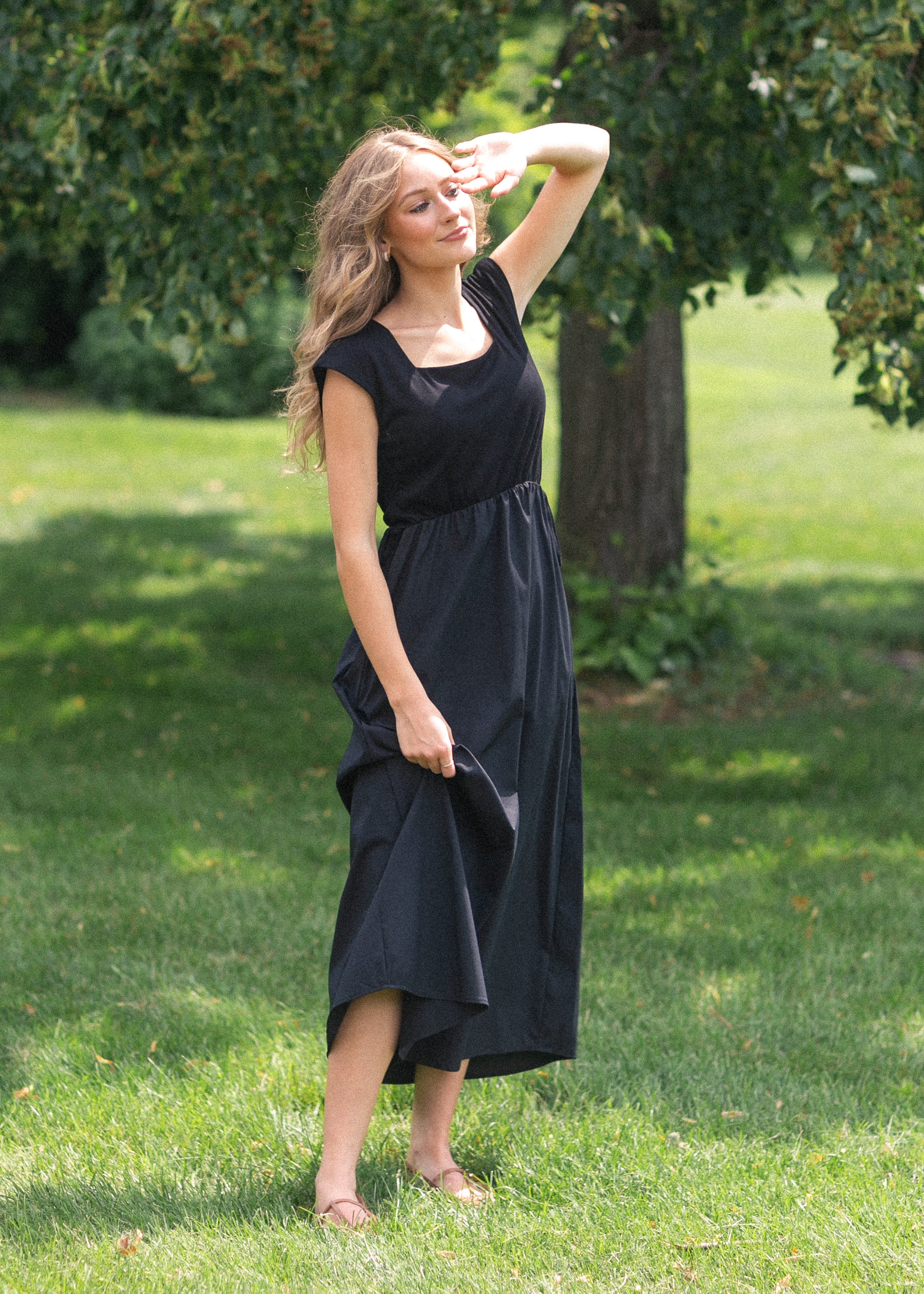 Robe longue évasée Eleanor noire