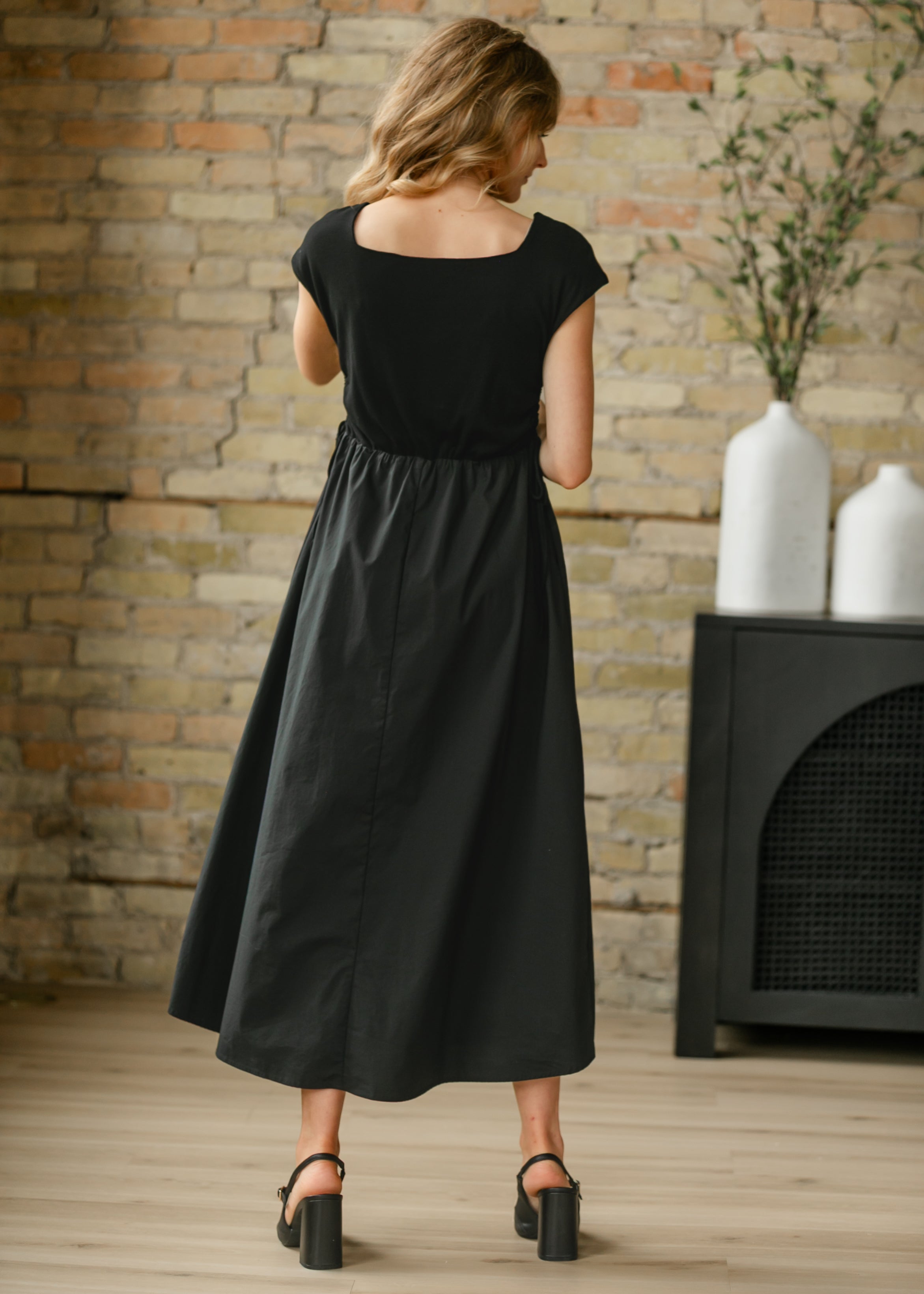 Robe longue évasée Eleanor noire