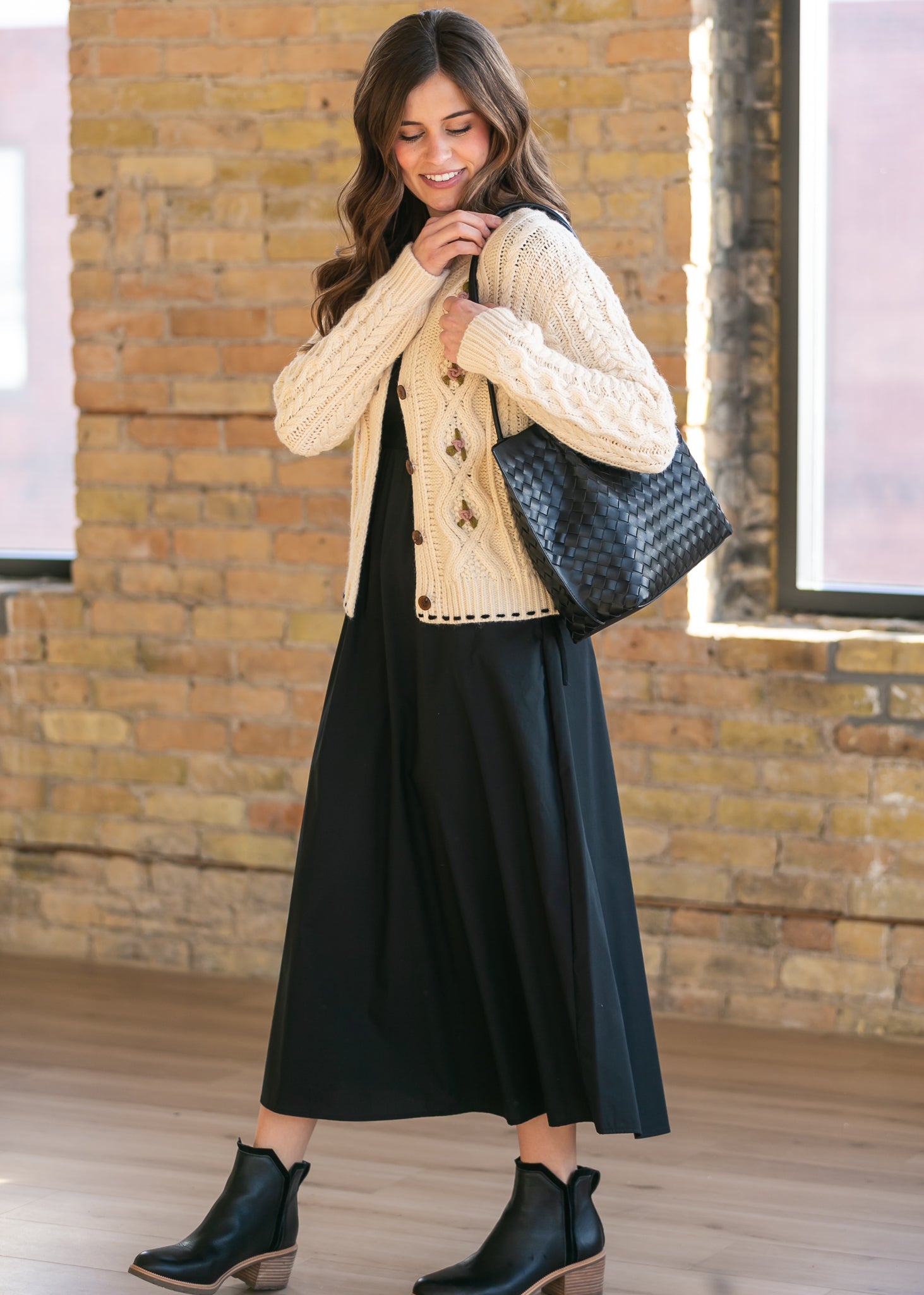 Robe longue évasée Eleanor noire